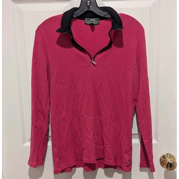 Vintage Lauren Ralph Lauren Size 1X Pink Performance Active 1/4 Zip Shirt - Picture 1 of 7